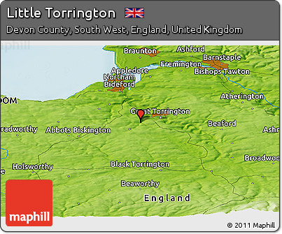 Physical Panoramic Map of Little Torrington