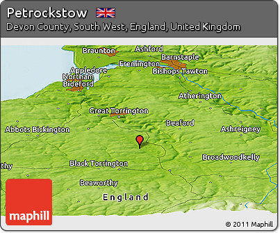 Physical Panoramic Map of Petrockstow