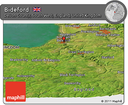 Satellite Panoramic Map of Bideford
