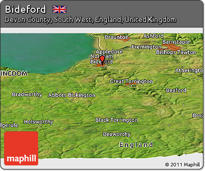 Satellite Panoramic Map of Bideford