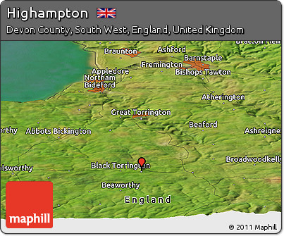 Satellite Panoramic Map of Highampton