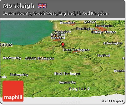 Satellite Panoramic Map of Monkleigh