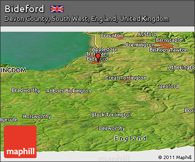 Satellite Panoramic Map of Bideford