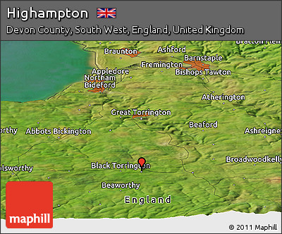 Satellite Panoramic Map of Highampton