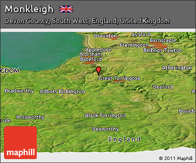 Satellite Panoramic Map of Monkleigh