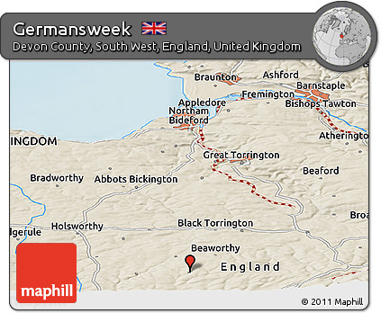 Shaded Relief Panoramic Map of Germansweek