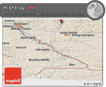 Shaded Relief Panoramic Map of Highbray