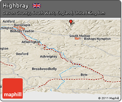 Shaded Relief Panoramic Map of Highbray