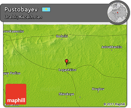 Physical 3D Map of Pustobayev