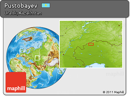 Physical Location Map of Pustobayev