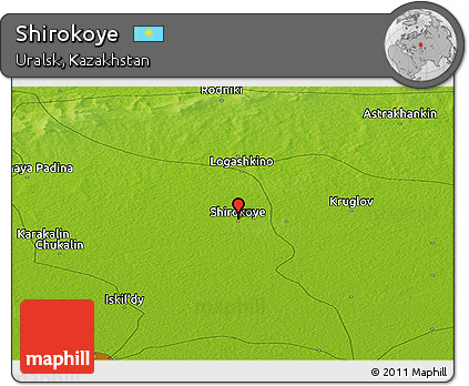 Physical Panoramic Map of Shirokoye