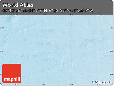Shaded Relief Map of the Area around 50° 55' 47" N, 5° 52' 30" W