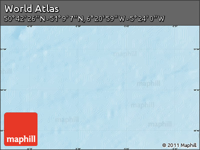 Shaded Relief Map of the Area around 50° 55' 47" N, 5° 52' 30" W