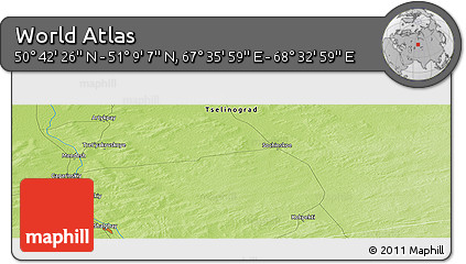 Physical Panoramic Map of the Area around 50° 55' 47" N, 68° 4' 29" E