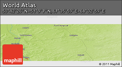 Physical Panoramic Map of the Area around 50° 55' 47" N, 68° 4' 29" E