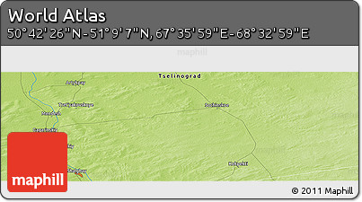 Physical Panoramic Map of the Area around 50° 55' 47" N, 68° 4' 29" E