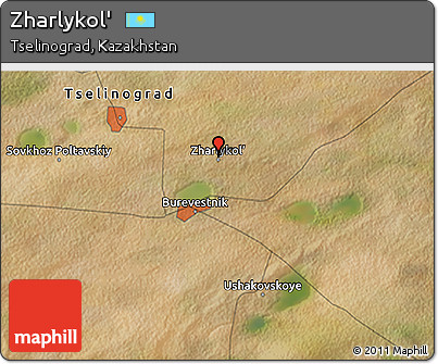 Satellite 3D Map of Zharlykol'