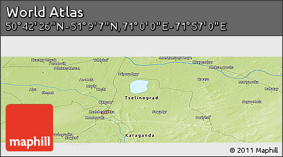 Physical Panoramic Map of the Area around 50° 55' 47" N, 71° 28' 29" E