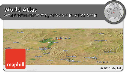 Satellite Panoramic Map of the Area around 50° 55' 47" N, 72° 19' 29" E