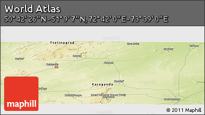 Physical Panoramic Map of the Area around 50° 55' 47" N, 73° 10' 30" E