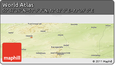 Physical Panoramic Map of the Area around 50° 55' 47" N, 73° 10' 30" E