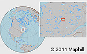Gray Location Map of the area around 50° 55' 47" N, 73° 1' 30" W, hill shading
