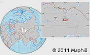 Gray Location Map of the area around 50° 55' 47" N, 74° 1' 30" E