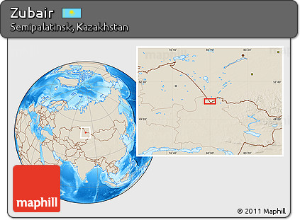 Shaded Relief Location Map of Zubair