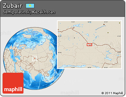 Shaded Relief Location Map of Zubair