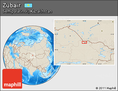 Shaded Relief Location Map of Zubair