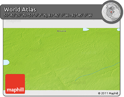 Physical 3D Map of the Area around 50° 55' 47" N, 83° 13' 29" W