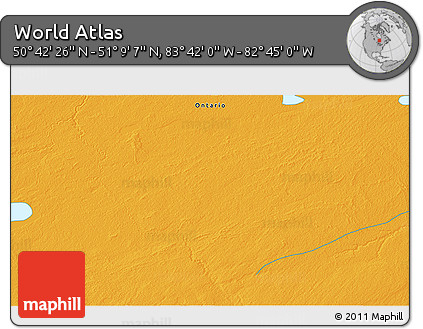 Political 3D Map of the Area around 50° 55' 47" N, 83° 13' 29" W