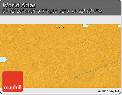Political 3D Map of the Area around 50° 55' 47" N, 83° 13' 29" W