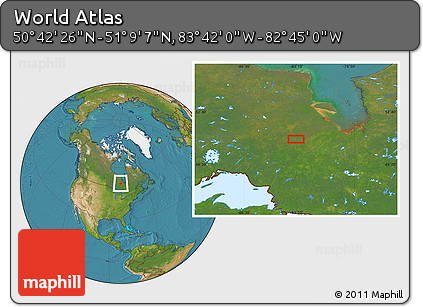 Satellite Location Map of the Area around 50° 55' 47" N, 83° 13' 29" W