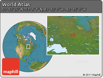 Satellite Location Map of the Area around 50° 55' 47" N, 83° 13' 29" W