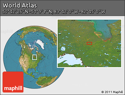 Satellite Location Map of the Area around 50° 55' 47" N, 83° 13' 29" W