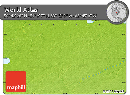Physical Map of the Area around 50° 55' 47" N, 83° 13' 29" W