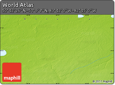 Physical Map of the Area around 50° 55' 47" N, 83° 13' 29" W
