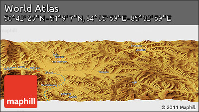 Physical Panoramic Map of the Area around 50° 55' 47" N, 85° 4' 29" E