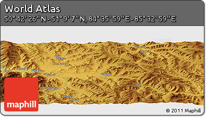 Physical Panoramic Map of the Area around 50° 55' 47" N, 85° 4' 29" E