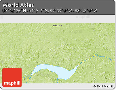 Physical 3D Map of the Area around 50° 55' 47" N, 89° 10' 30" W