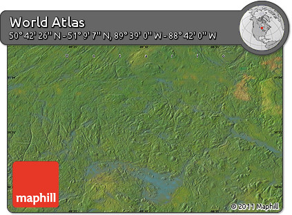 Satellite Map of the Area around 50° 55' 47" N, 89° 10' 30" W