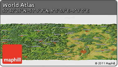 Satellite Panoramic Map of the Area around 50° 55' 47" N, 8° 34' 29" E