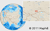 Shaded Relief Location Map of Ergi-Barlyk
