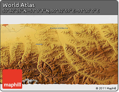 Physical 3D Map of the Area around 50° 55' 47" N, 91° 1' 30" E