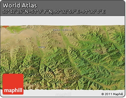 Satellite 3D Map of the Area around 50° 55' 47" N, 91° 1' 30" E