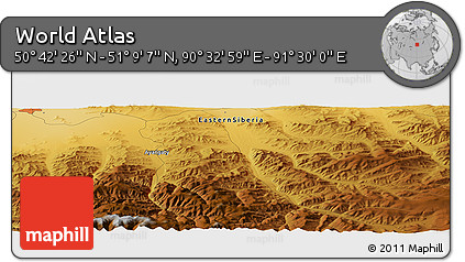 Physical Panoramic Map of the Area around 50° 55' 47" N, 91° 1' 30" E