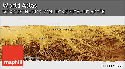 Physical Panoramic Map of the Area around 50° 55' 47" N, 91° 1' 30" E