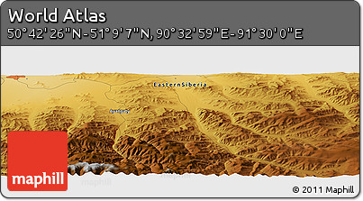 Physical Panoramic Map of the Area around 50° 55' 47" N, 91° 1' 30" E