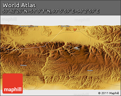 Physical 3D Map of the Area around 50° 55' 47" N, 93° 34' 29" E